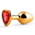 Золотистая анальная пробка с красным стразом-сердечком - 7 см. - Anal Jewelry Plug - купить с доставкой в Нефтекамске