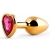 Золотистая анальная пробка с малиновым кристаллом-сердечком - 7 см. - Anal Jewelry Plug - купить с доставкой в Нефтекамске
