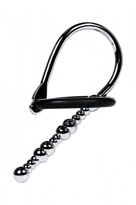 Серебристый уретральный плаг-бусины TOYFA Metal с мягким фиксириющим кольцом - ToyFa - купить с доставкой в Нефтекамске