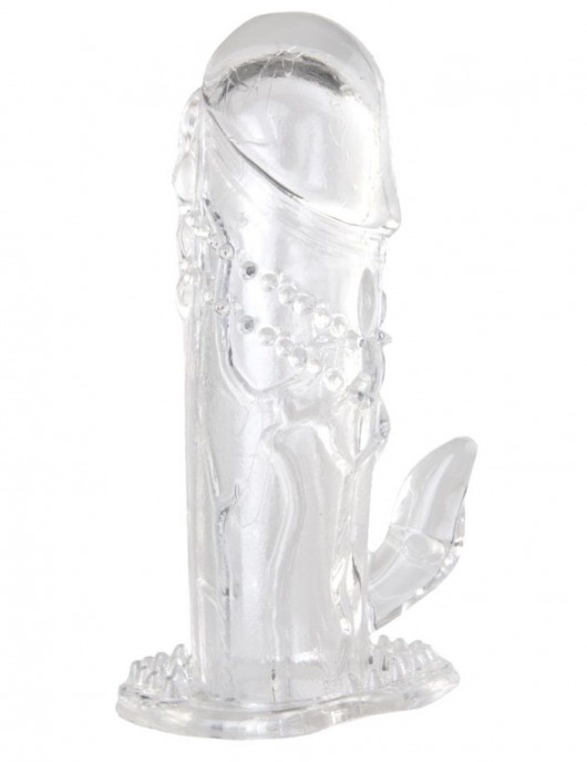 Прозрачная гелевая насадка с клиторальным отростком - 13 см. - Toyfa Basic - в Нефтекамске купить с доставкой