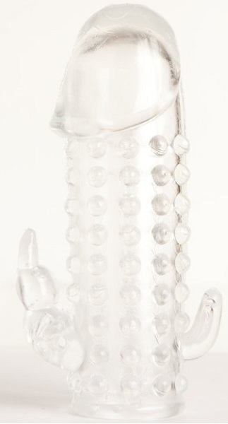 Гелевая прозрачная насадка с 2 отростками - 13 см. - Toyfa Basic - в Нефтекамске купить с доставкой