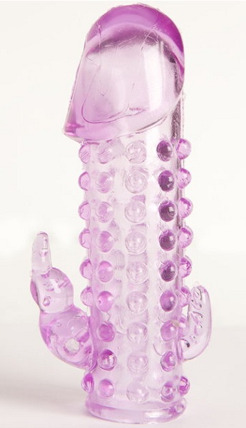 Закрытая фиолетовая насадка с 2 отростками - 13 см. - Toyfa Basic - в Нефтекамске купить с доставкой