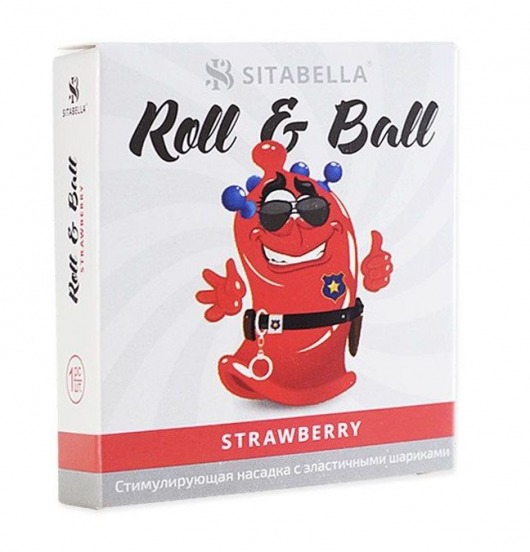 Стимулирующий презерватив-насадка Roll   Ball Strawberry - Sitabella - купить с доставкой в Нефтекамске