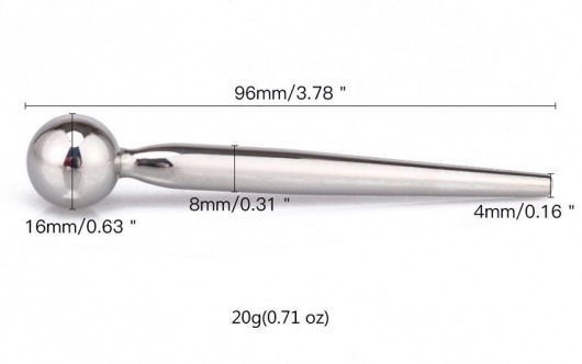 Гладкий металлический уретральный плаг с шариком - 9,6 см. - Notabu - купить с доставкой в Нефтекамске
