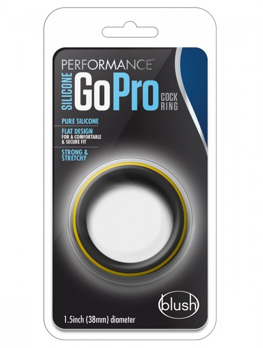 Черно-желтое силиконовое эрекционное кольцо Silicone Go Pro Cock Ring - Blush Novelties - в Нефтекамске купить с доставкой