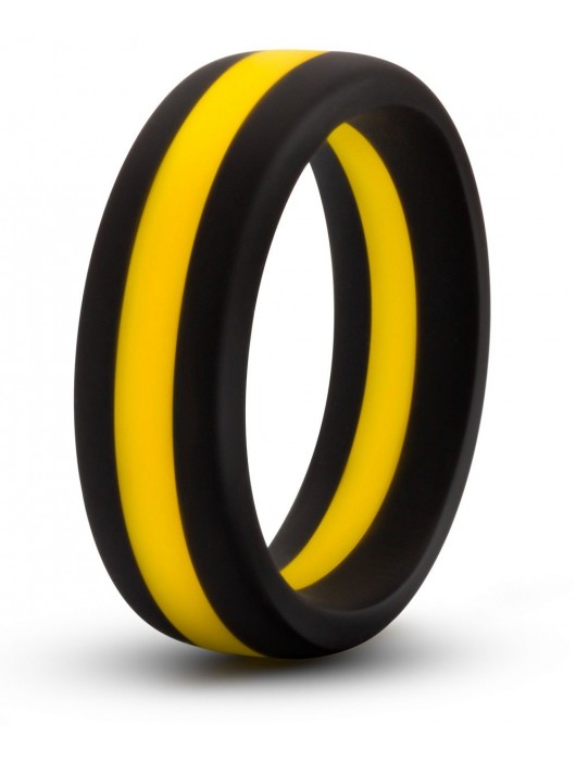 Черно-желтое силиконовое эрекционное кольцо Silicone Go Pro Cock Ring - Blush Novelties - в Нефтекамске купить с доставкой