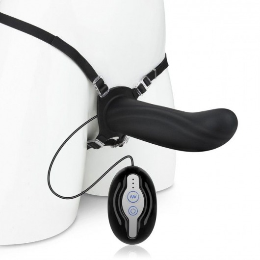 Черный страпон с вибратором Mojo Ghia - Seven Creations - купить с доставкой в Нефтекамске