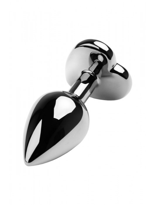 Серебристая коническая анальная пробка с красным кристаллом-сердечком - 7 см. - ToyFa - купить с доставкой в Нефтекамске