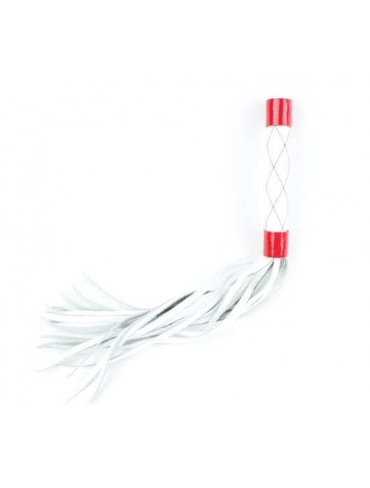 Бело-красная плеть средней длины с ручкой - 44 см. - БДСМ Арсенал - купить с доставкой в Нефтекамске