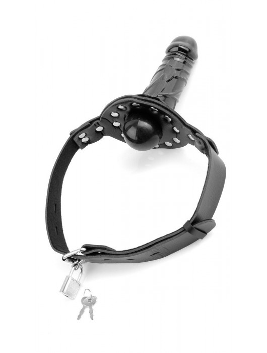 Чёрный кляп с фаллоимитатором Deluxe Ball Gag with Dildo - Pipedream - купить с доставкой в Нефтекамске