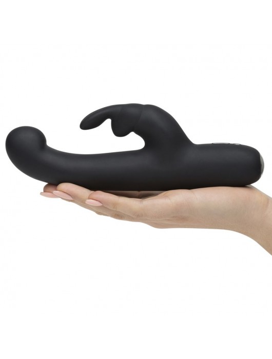 Чёрный вибратор Slimline G-Spot Rechargeable Rabbit Vibrator - 24,1 см. - Happy Rabbit