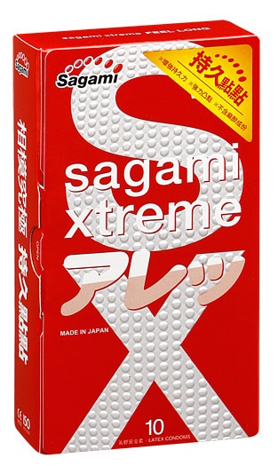 Утолщенные презервативы Sagami Xtreme Feel Long с точками - 10 шт. - Sagami - купить с доставкой в Нефтекамске