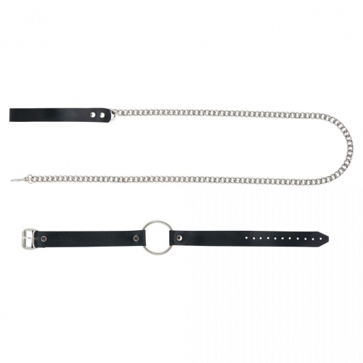 Черный поводок и чокер с кольцом Rada - Rebelts - купить с доставкой в Нефтекамске