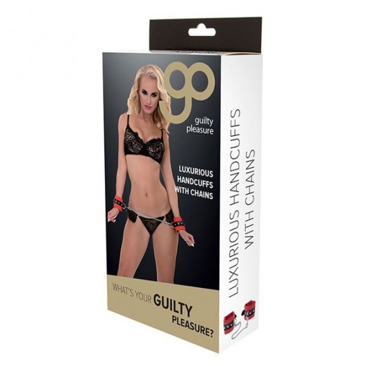 Красно-чёрные наручники на металлической цепочке - Blush Novelties - купить с доставкой в Нефтекамске