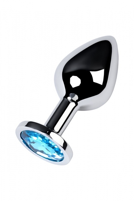 Серебристая конусовидная анальная пробка с голубым кристаллом - 8 см. - ToyFa - купить с доставкой в Нефтекамске
