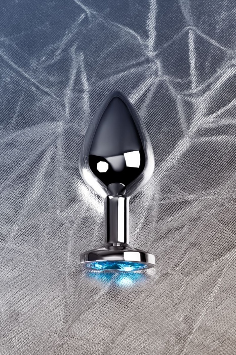 Серебристая конусовидная анальная пробка с голубым кристаллом - 8 см. - ToyFa - купить с доставкой в Нефтекамске