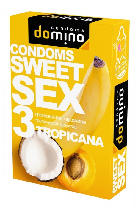 Презервативы для орального секса DOMINO Sweet Sex с ароматом тропических фруктов - 3 шт. - Domino - купить с доставкой в Нефтекамске