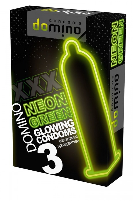 Презервативы DOMINO Neon Green со светящимся в темноте кончиком - 3 шт. - Domino - купить с доставкой в Нефтекамске