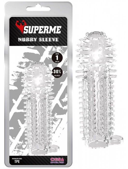 Закрытая прозрачная насадка на пенис с шипиками Nubby Sleeve - 14,5 см. - Chisa - в Нефтекамске купить с доставкой
