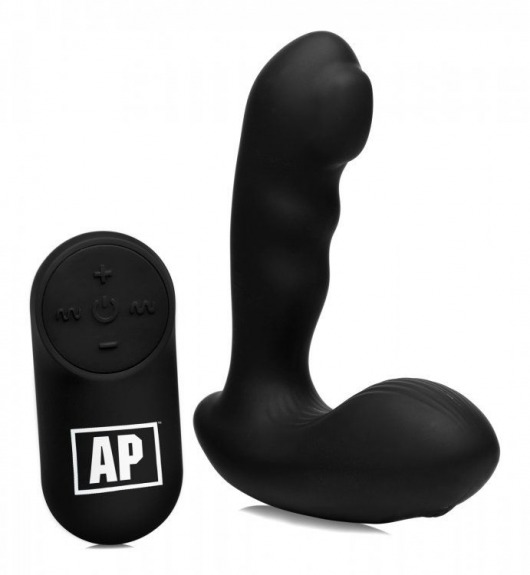 Черный стимулятор простаты Alpha-Pro 7X P-Milker Silicone Prostate Stimulator with Milking Bead - XR Brands - в Нефтекамске купить с доставкой