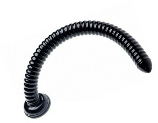 Черный анальный стимулятор-гигант Hosed Ribbed Anal Snake Dildo - 50,8 см. - XR Brands