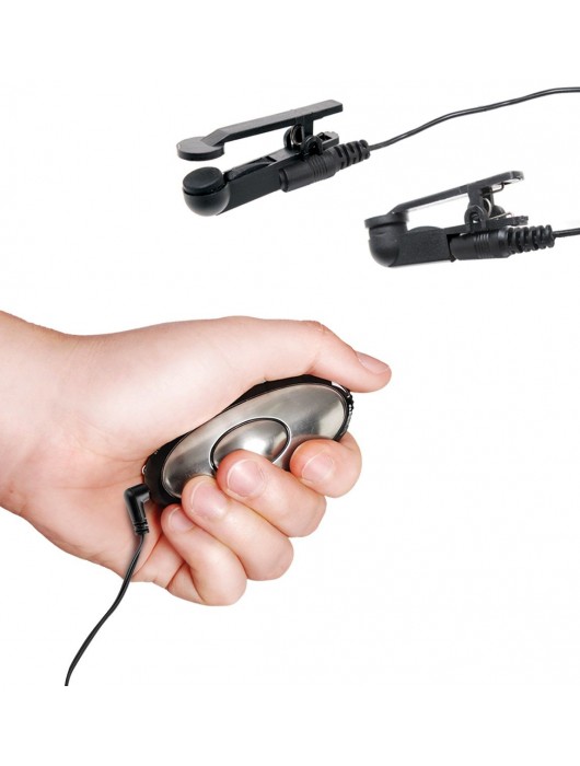 Черные электрические зажимы для сосков Shock Therapy Nipple Clamps - Pipedream - купить с доставкой в Нефтекамске