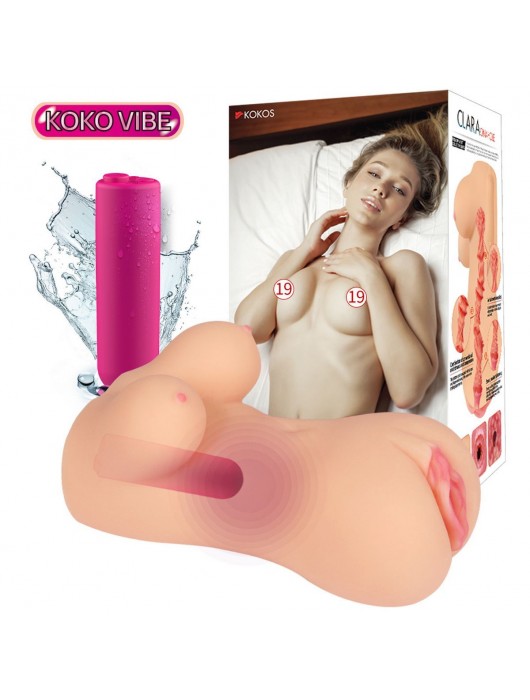 Телесный вибромастурбатор-вагина Clara OnaHole с имитацией груди - KOKOS - в Нефтекамске купить с доставкой