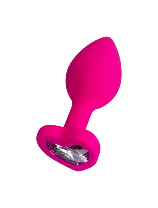 Розовая анальная втулка Diamond Heart с прозрачным кристаллом - 7 см. - ToyFa - купить с доставкой в Нефтекамске