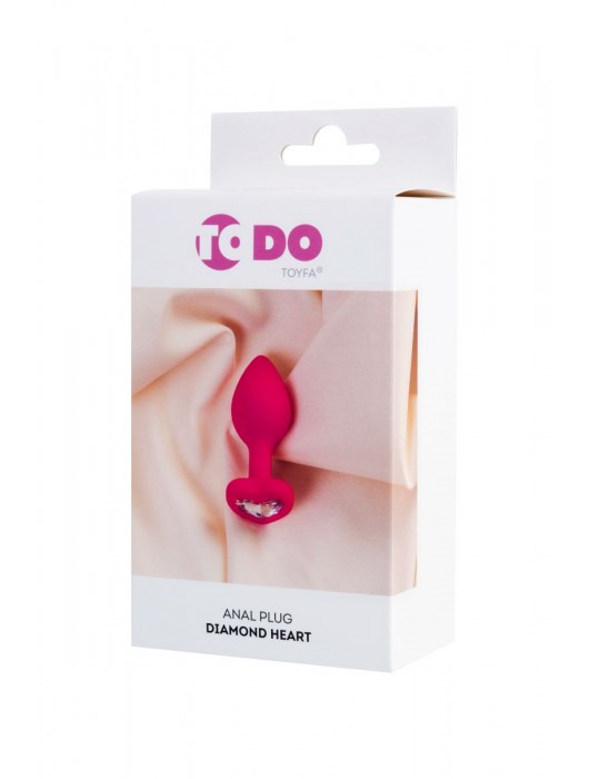 Розовая анальная втулка Diamond Heart с прозрачным кристаллом - 7 см. - ToyFa - купить с доставкой в Нефтекамске