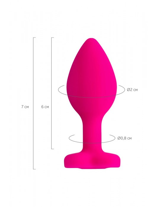 Розовая анальная втулка Diamond Heart с прозрачным кристаллом - 7 см. - ToyFa - купить с доставкой в Нефтекамске