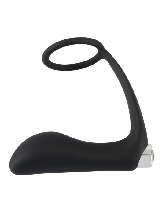 Черное эрекционное кольцо с анальной вибропробкой Vibrating Ring   Plug - Orion - в Нефтекамске купить с доставкой