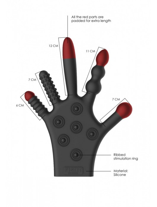 Черная стимулирующая перчатка Stimulation Glove - Shots Media BV