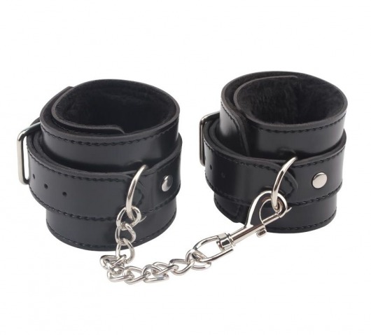 Черные оковы на ноги Obey Me Leather Ankle Cuffs - Chisa - купить с доставкой в Нефтекамске