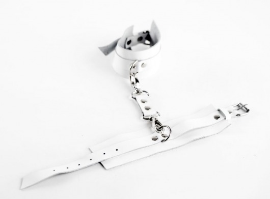 Белые оковы из натуральной кожи - БДСМ Арсенал - купить с доставкой в Нефтекамске