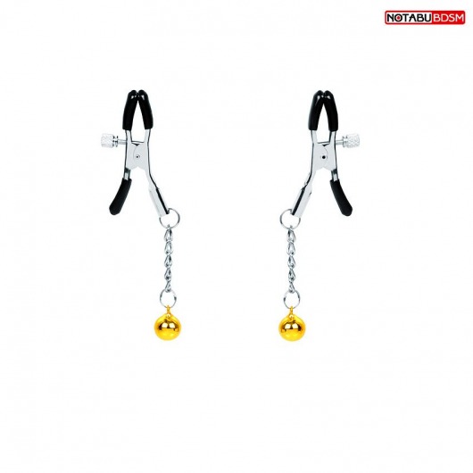 Оригинальные зажимы на соски с желтыми шариками - Notabu - купить с доставкой в Нефтекамске