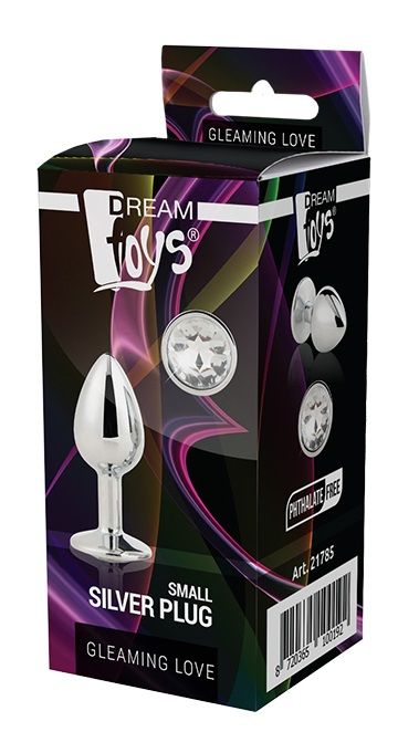 Серебристая анальная втулка с прозрачным кристаллом - 7,1 см. - Dream Toys - купить с доставкой в Нефтекамске
