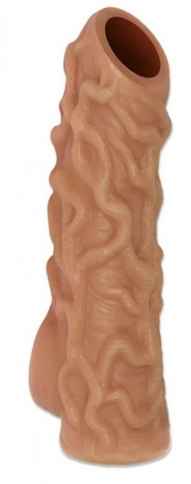Телесная насадка с венками и открытой головкой Nude Sleeve M - 12 см. - KOKOS - в Нефтекамске купить с доставкой