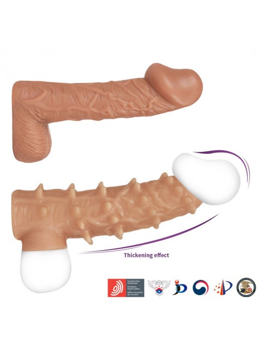 Телесная насадка с шипами и открытой головкой Nude Sleeve L - 14 см. - KOKOS - в Нефтекамске купить с доставкой