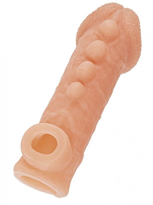 Телесная закрытая насадка с шишечками Cock Sleeve Size L - 17,6 см. - KOKOS - в Нефтекамске купить с доставкой