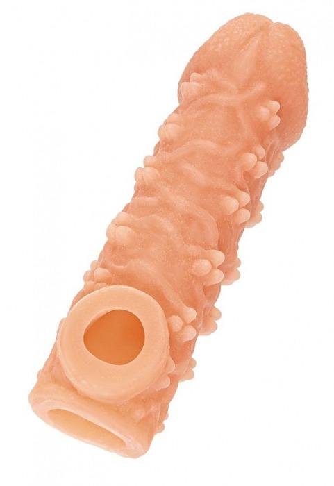Телесная закрытая насадка с пучками шишечек Cock Sleeve Size L - 17,6 см. - KOKOS - в Нефтекамске купить с доставкой