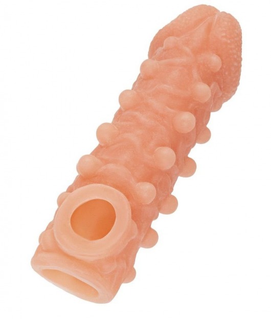 Телесная закрытая насадка с шариками Cock Sleeve Size M - 15,6 см. - KOKOS - в Нефтекамске купить с доставкой