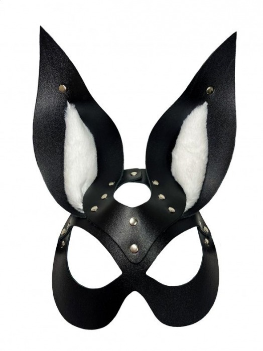 Черная маска зайки с белым мехом на ушках Miss Bunny - БДСМ Арсенал - купить с доставкой в Нефтекамске