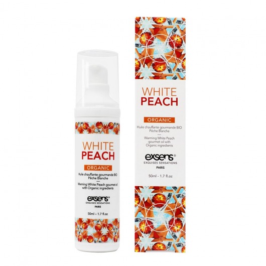 Разогревающее массажное масло Gourmet White Peach Organic с органическими ингредиентами - 50 мл. - Exsens - купить с доставкой в Нефтекамске