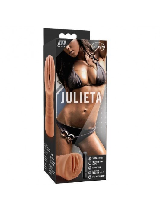 Мастурбатор-вагина цвета карамели Julieta с вибрацией - Blush Novelties - в Нефтекамске купить с доставкой