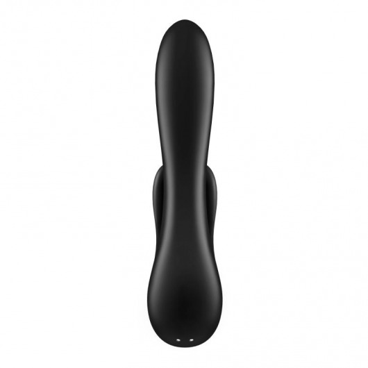 Черный вибратор-кролик Double Flex с двумя клиторальными отростками - 20,1 см. - Satisfyer