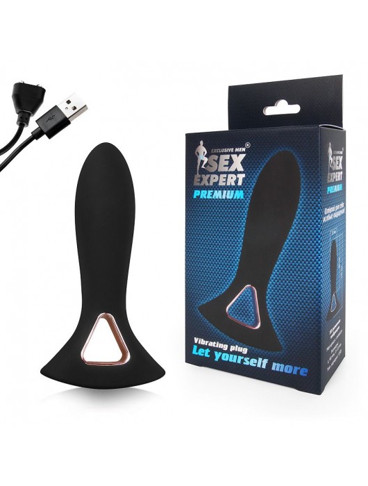 Черная анальная пробка с широким основанием - 13,7 см. - Sex Expert