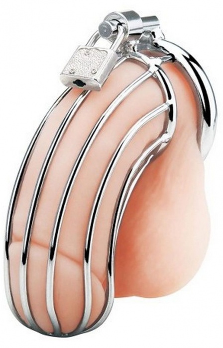 Серебристый мужской пояс верности в виде клетки с замочком - Rubber Tech Ltd - купить с доставкой в Нефтекамске