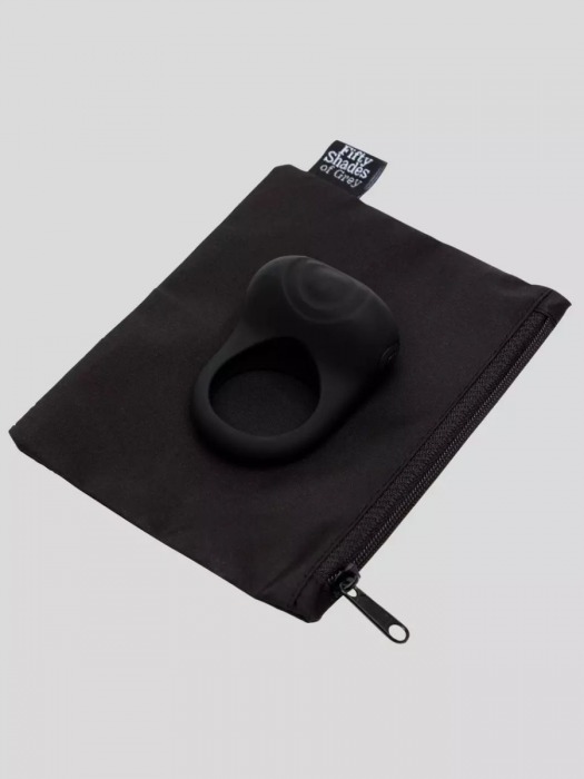 Черное эрекционное виброкольцо Sensation Rechargeable Vibrating Love Ring - Fifty Shades of Grey - в Нефтекамске купить с доставкой