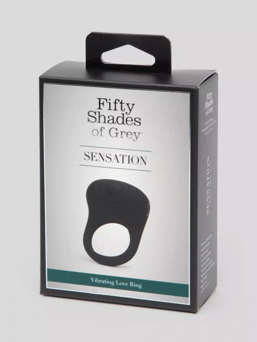 Черное эрекционное виброкольцо Sensation Rechargeable Vibrating Love Ring - Fifty Shades of Grey - в Нефтекамске купить с доставкой