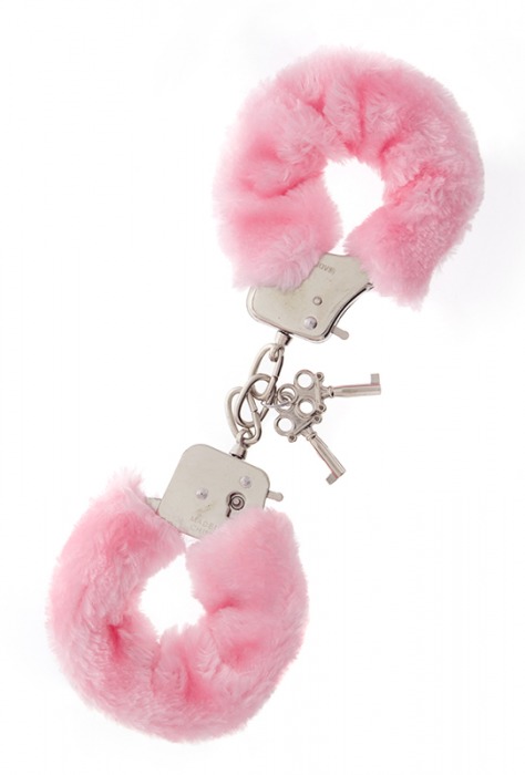 Металлические наручники с розовой меховой опушкой METAL HANDCUFF WITH PLUSH PINK - Dream Toys - купить с доставкой в Нефтекамске